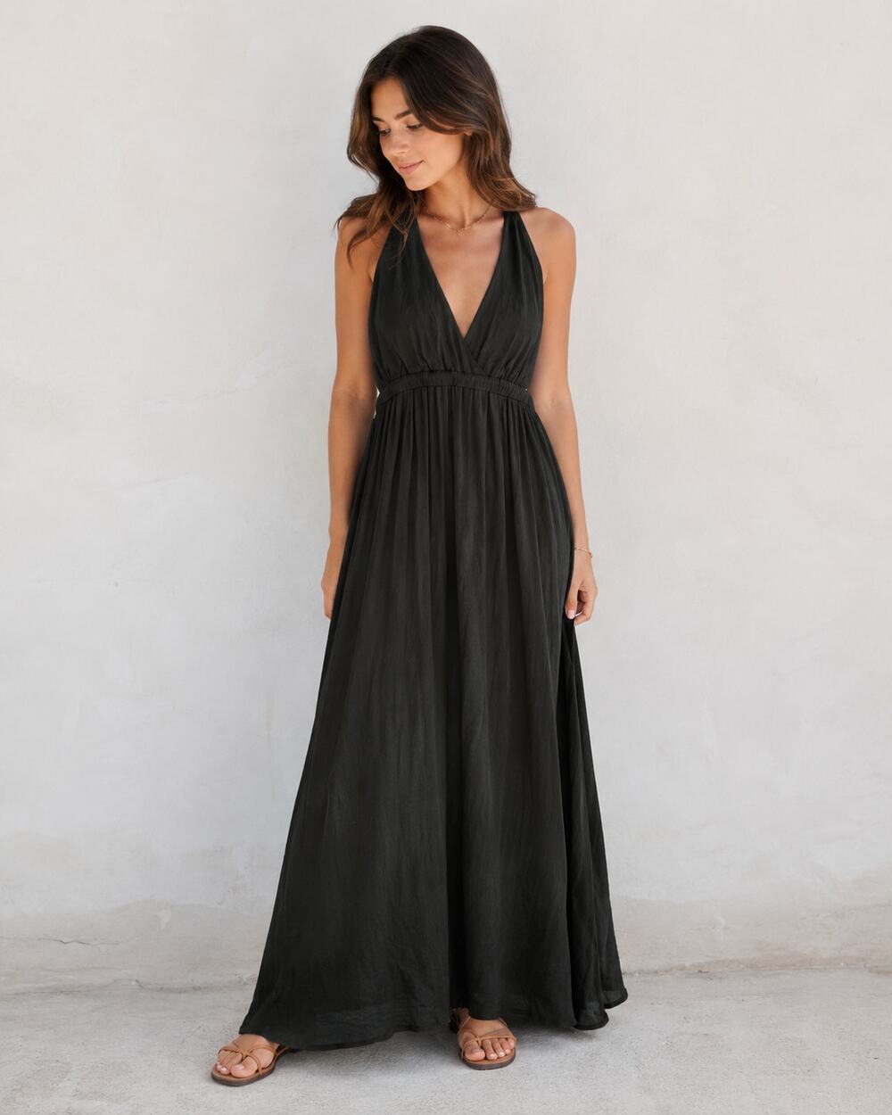 Lulus Green Strappy Halter Maxi Dress Womens XS Summer Beachy Casual Long